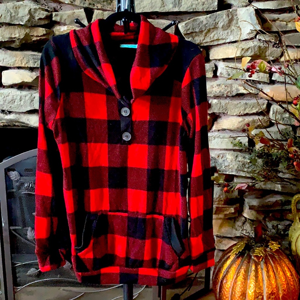 Plaid Cowl Neck Sweater